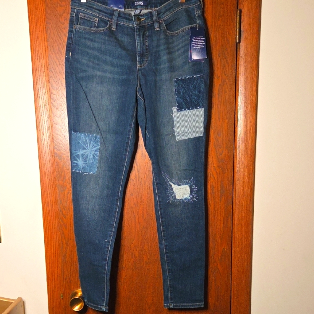 BRAND NEW WITH TAGS Chaps Women's Blue Patchwork Jeans